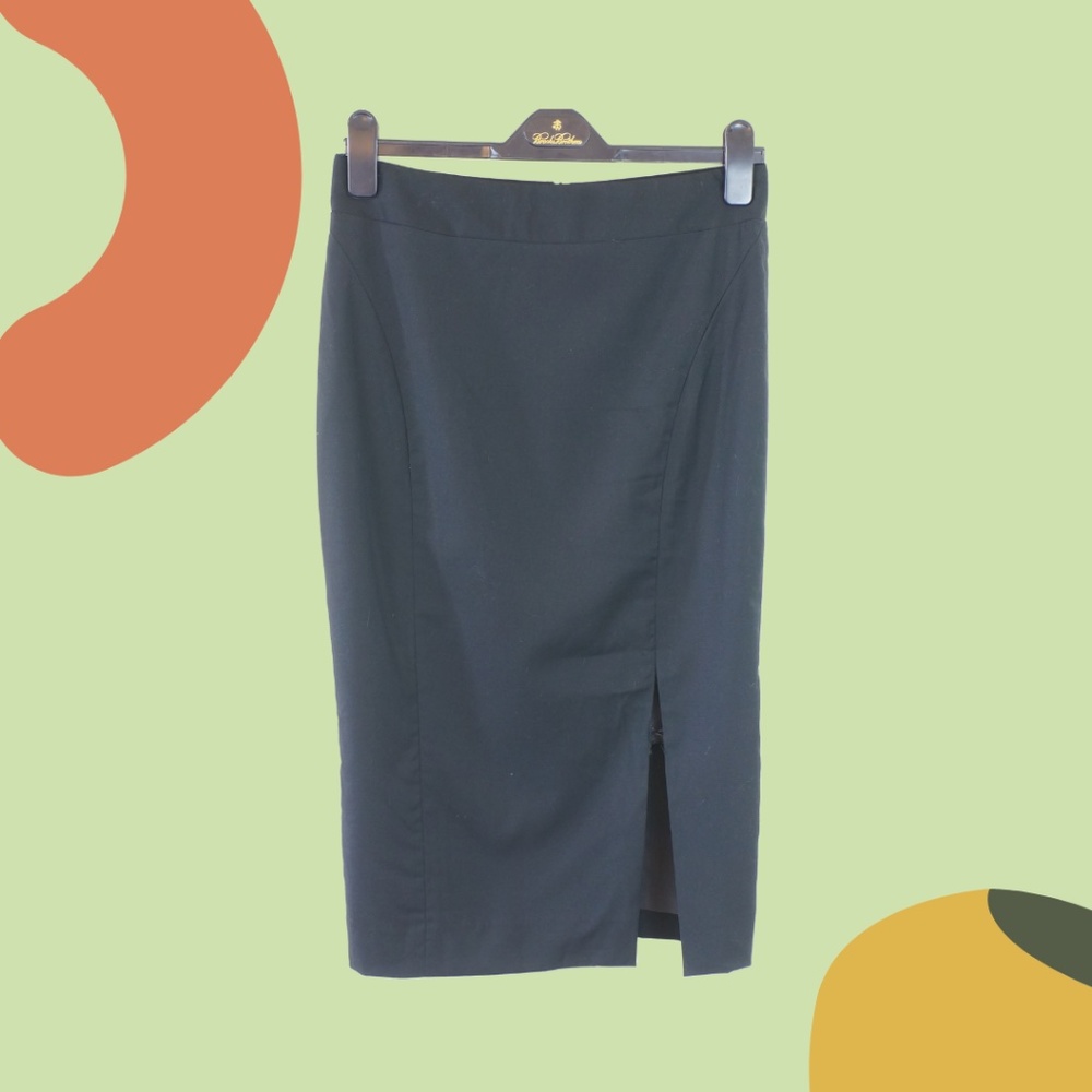 High Waisted Pencil Skirt with Slit